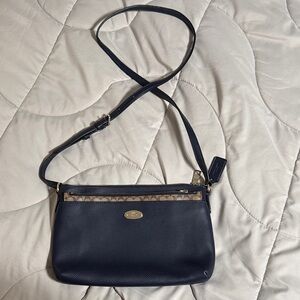Coach Navy and Tan Crossbody Bag